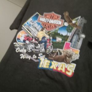 Harley-Davidson Black Tee with Multicolor Texas Motorcycle Graphic